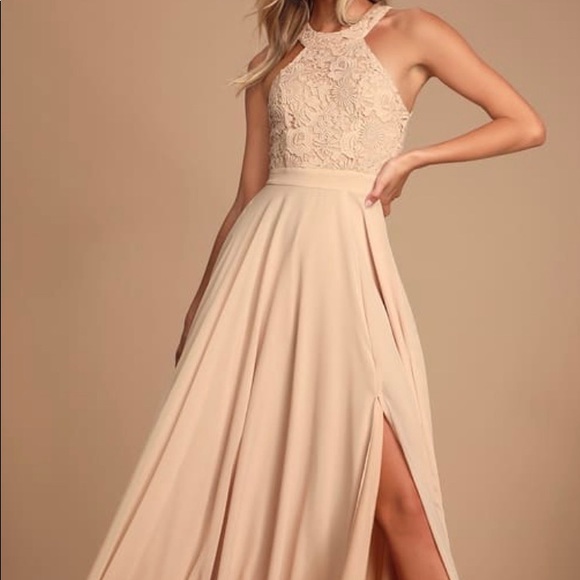 Lulus Blush Lace Maxi Dress - Picture 1 of 7
